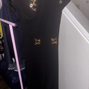 Women's Black Dress with Gold Accent Jumpsuit